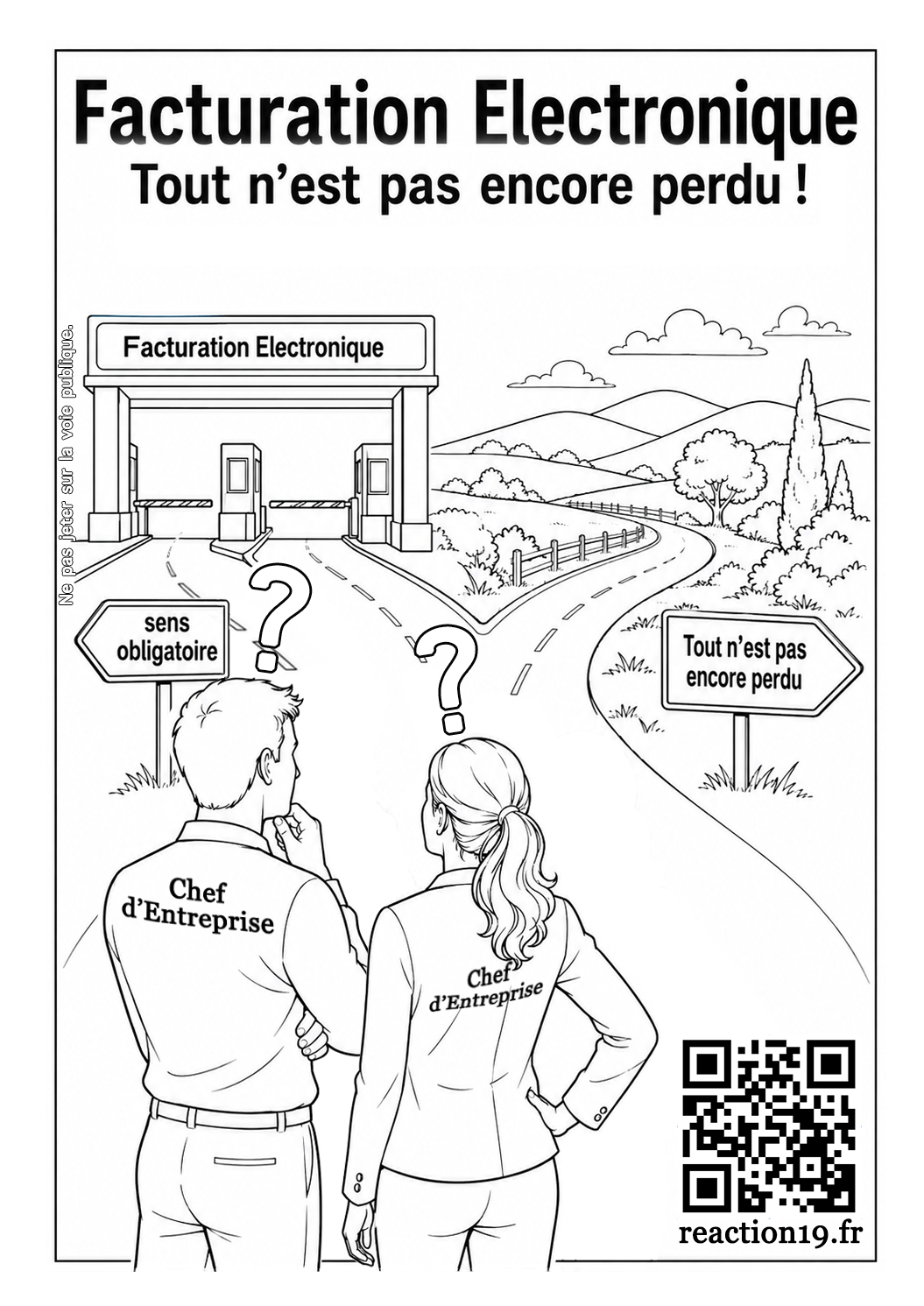 Flyer noir et blanc Reaction19.fr - Facturation Electronique - Tout n’est pas encore perdu